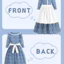 Aoiviss Girls Pioneer Costume Floral Colonial Prairie Dress for Little Kids with Apron and Bonnet (Blue), Size 5