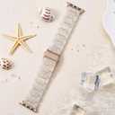 V-MORO Resin Band Compatible with Apple Watch Series 7/8/9/10/11 41/40/38/42mm, Women Fashion Strap for iWatch Series 6/5/4/3/2/1/SE, Lightweight Bracelet Wristband Replacement, Ivory White-Rose Gold