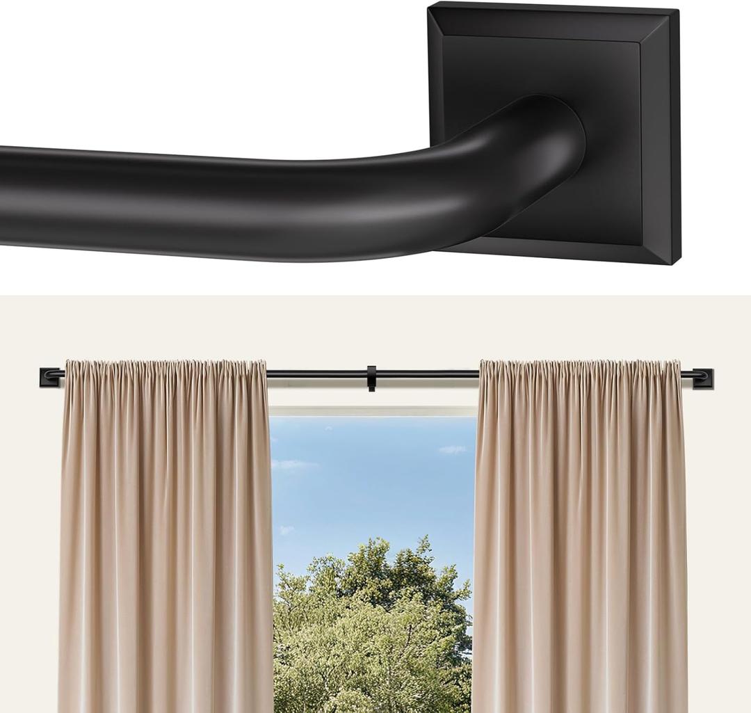 Room Darkening Curtain Rods for Windows 28 to 48Inches2.33-4Ft, Wrap Around Blackout Curtain Rods, Adjustable Heavy Duty Drapery Rods,Black