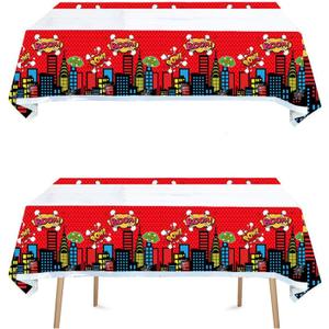 3 x Superhero Tablecloth, Disposable Rectangle Party Cover for Kids Birthday