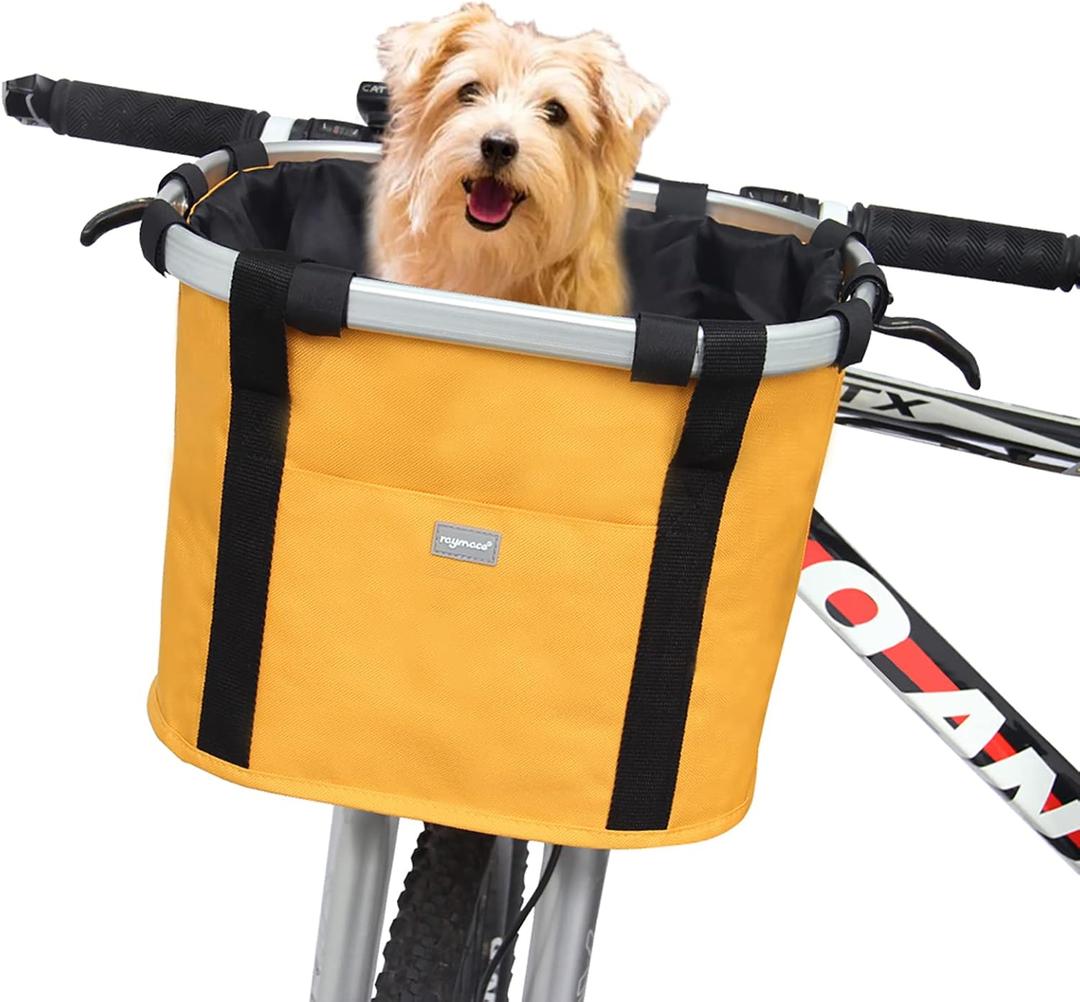 RAYMACE Bicycle Basket Dog Bike Handlebar Basket Front,Folding Detachable Quick Release Easy Install,Cycling Picnic Bag RAYMACE Bicycle Basket Dog Bike Handlebar Basket Front,Folding Detachable Quick Release Easy Install,Cycling Picnic Bag