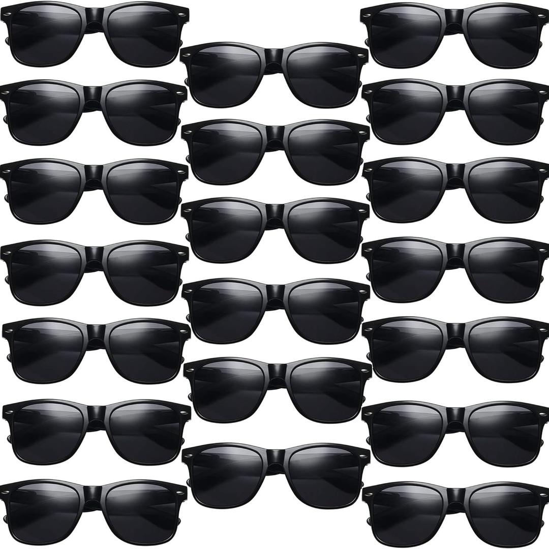 Eyegla Sunglasses Bulk Adults Party Sunglasses 80s Glasses Shades for Party Favors 8/10/20/30Pack (Black+grey Lens 30 Pack)