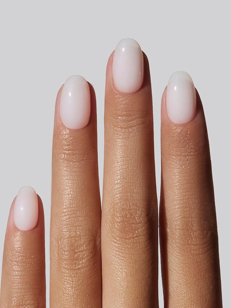 Press On Nails - Salon U-ltimate | Sheer Milk, Extra Short Round Nails, Reusable | 16 sizes - 32 Nails Kit with Glue and Sticky Tabs