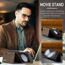 for Samsung Galaxy Z Flip 6 Case with Crossbody Wallet, 8 Cards Slot and Premium Leather Kickstand Vintage Card Holder (Coffee)