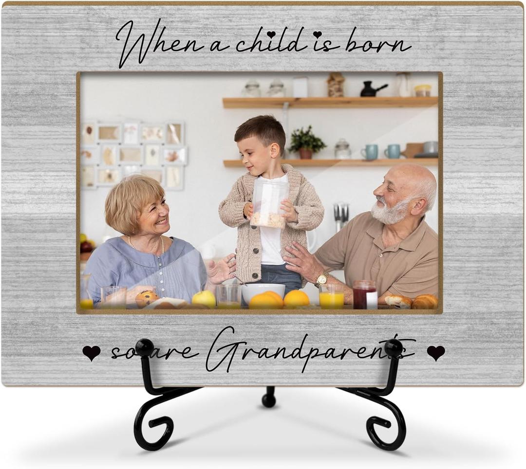 Grandparents Gifts 4 x 6 Picture Frame Wooden Frame Photo Frame Tabletop Display Home Decor for Living Room Office, Birthday Gifts Grandparents Picture Frames for Grandma Grandpa -34