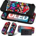 Besoar Cute Cartoon for Nintendo Switch OLED Case Anime Design - Kawaii Fun Funny Fashion Soft Slim Protective Dockable Joycon Shell Cover for Kids Boys Teens Girls for Switch OLED 2021, Black