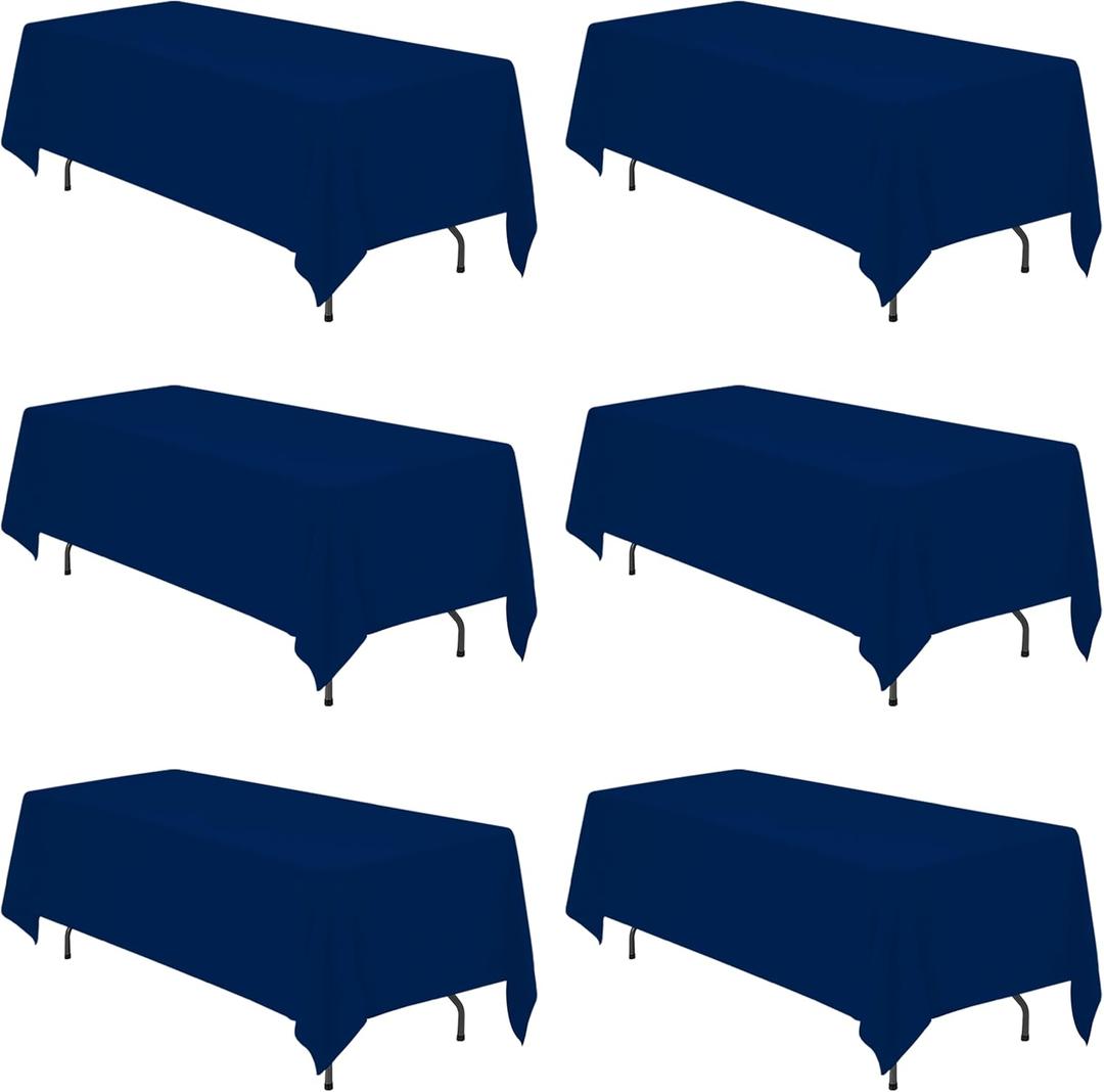 BRILLMAX 2 Pack Navy Blue Tablecloths 70 x 120 Inch for 6ft or 8ft Rectangle Tables - Rectangular Bulk Linen Polyester Fabric Washable Cloth Cover for Wedding Reception Banquet Birthday Party