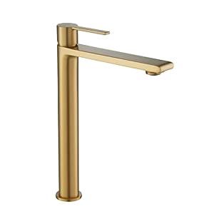Casta Diva Tall Bathroom Faucet for Vessel Sink Lead-Free Brass Single Handle Single Hole Lavatory Faucet Tool Free Installation (Gold)