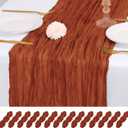14 Pack Terracotta Cheesecloth Table Runner 17x108 Inch Semi Sheer Boho Gauze Cheese Cloth Fabric Table Runners, for Wedding Party Baby Shower Birthday Home Decor Garden Farmhouse