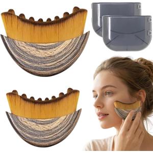 2PCS New Lymphatic Contour Face Brush for Sculpting, Ergonomic Lymphatic Drainage Massager, Drainage Massager for Face & Neck, Chin Jawline Sculpting Tool, Portable Gua Sha Alternative