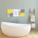 iHAPPYWALL 3 Pieces Bath Flowers Yellow and Grey Wall Art Relax Unwind Breathe Funny Bathroom Sign for Spa Yoga Bedroom Wall Decor Ready to Hang 12x16inchx3pcs