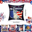 Mindsoft 250th Anniversary Patriotic Pillow Covers 18x18 Inch Set of 4 American Flag 4th of July Pillow Cover Red White and Blue 1776-2026 Pillowcase for Memorial Day Independence Day Sofa Couch Decor