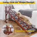 Dog Ramp for Bed or Couch, Wooden Pet Ramp with 20 Gentle Slope, Removable Side Rails, Non-Slip Surface, Top Platform & Wheels, Safe Bed Ramp for Small, Large & Senior Dogs, 74" Long, Mahogany