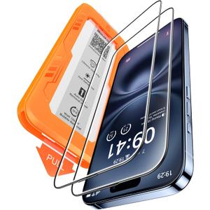 BossKiss for iPhone 15/iPhone 16 Screen Protector, TOP 9H Hardness Military Grade Shatterproof HD Tempered Glass, Full Coverage Anti-Scratch Easy Installation Case Friendly 2 Pack