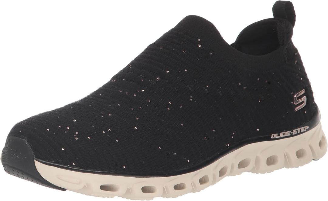 Skechers Women's Glide Step Sneaker (5.5, Black/Gold=bkgd)