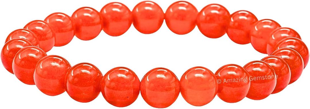 Amazing Gemstone Crystal Bracelet for Women Men's Gifts - Protection Healing Crystal Bracelet - 8mm Gemstone Beaded Stretchable Bracelet Pulseras Para Hombres Mujer Stocking Stuffers Mothers Day Gift (Red Agate)