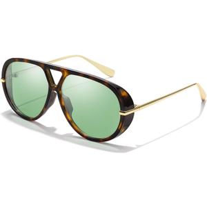 TJUTR Oversized Aviator Sunglasses for Women & Men, Retro Luxury Designer Sunglasses Big Shield Shades with UV Protection