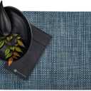 Restaurantware Amalfi 16 x 12 Inch Plastic Placemats Set Of 6 Basketweave Outdoor Placemats - Heat Tolerant No Stain Baltic Blue Vinyl Dining Table Placemats Waterproof Easy To Clean