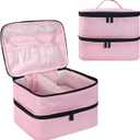 Nail Polish Storage Bag, Nail Lamp Case Nail Polish Carrying Case Holds 30 Bottles (15ml/0.5 fl.oz) Nail Kit Organizer Nail Supplies Storage Box with Manicure Tools Storage Sections(Pink)