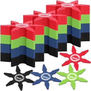 Chivao Ninja Foam Star Toys Small Throwing Foam Stars Throwing Toys Ninja Party Favors for Birthday Party Costume Accessory Halloween Cosplay, 4 Inch(24 Pcs,Blue, Red, Black, Green)