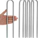 Ground Stakes Galvanized Steel Rebar Stakes Heavy Duty U Shaped Trampoline Stake Ground Anchors Pegs 12inch 4 Pack