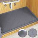 SIKADEER 19" x 19" Under Sink Mat Waterproof, Silicone Mat Kitchen Drawer Shelf and Cabinet Liner, Sink Protector for Bathroom Organizers and Storage, Boot Tray Pet Food Mats (Dark Gray)