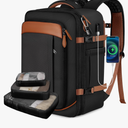 Vancropak 40L Travel Backpack for Women & Men, Large Expandable Carry on Backpack for Airplanes with 3 Packing Cubes, Airline Approved Water Resistant Anti Theft Travel Bag fit 17" Laptop, Black Brown