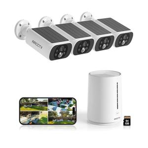 Solar Security Cameras Wireless Outdoor, 4 Cam-Kit, 4MP Solar Security Camera Wireless System, Color Night Vision, Motion Detection, No Monthly Fee, 32GB Memory Card