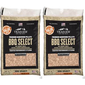 Traeger Grills BBQ Select 100% All-Natural Wood Pellets for Smokers and Pellet Grills, BBQ, Bake, Roast, and Grill, 30 lb. Bag (Pack of 2)