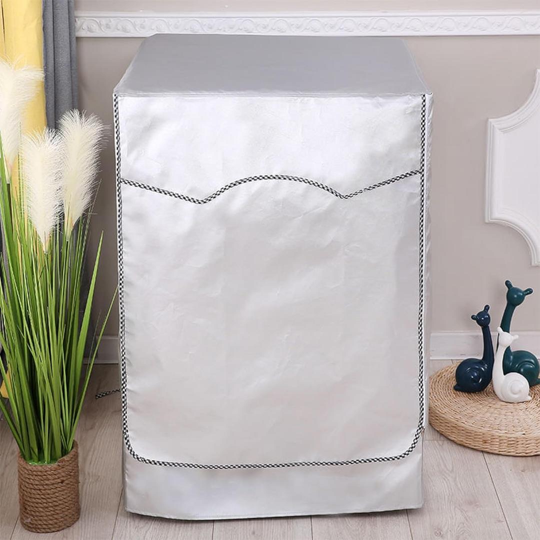 Washer/Dryer Cover for Front Load Washing Machine Cover Waterproof Dustproof Sun-Proof and Anti-UV Washer Covers for Outside W 23.6 D 26.7 H 33.5 (silvery)