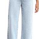BLENCOT Maternity Jeans for Women High Waist Straight Leg Pregnancy Denim Pants with Pockets (Blue, L)