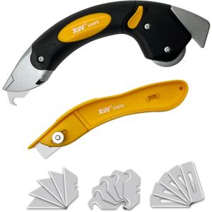 XW Heavy Duty Roller Carpet Knife and Light-weight Carpet KnifeExtra 15 PCS Blades Included, 2-Pack