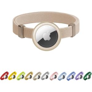 Cat Airtag Collar, US. IDA Gold Award Cat Safety Collar Non Breakaway Elastic Airtag Collar Lightweight Airtag Holder Anodized Aluminium Case for Kitten Small to Large Cats,S(Linen)