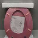 Elongated Toilet Seat Wood Toilet Seat Prevent Shifting with Zinc Alloy Hinges American Standard Size Toilet Seat Easy to Install also Easy to Clean (Elongated,Sparkling Pink)