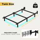 Awesofurni Twin Bed Frame with Smart LED Lights, 7 Inch Basics Metal Bed Frame, Heavy Duty 9-Leg Base for Box Spring and Mattress, Noise-Free, Easy Assembly, Black