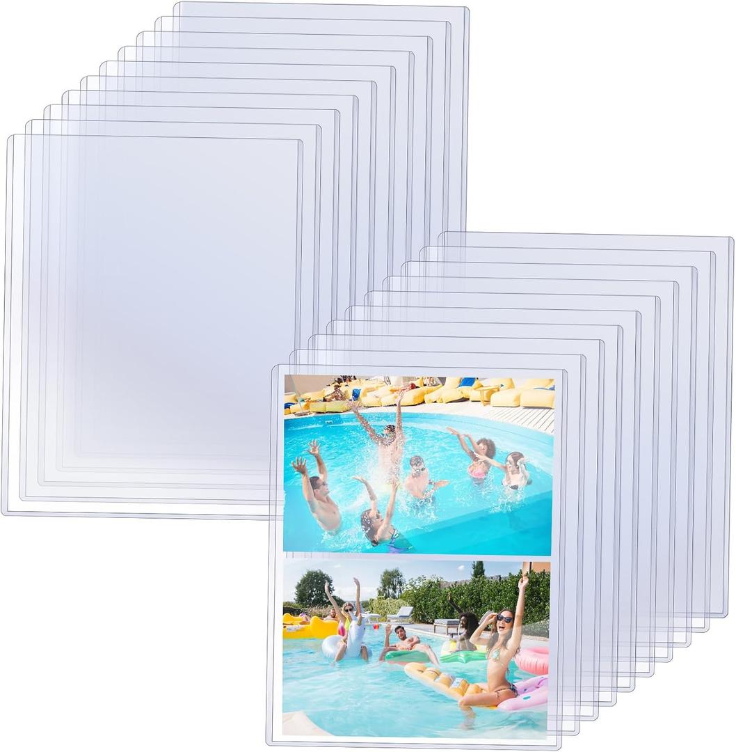 20 Pcs 5" x 7" Photo Sleeves Rigid Card Protectors Clear Waterproof Hard Plastic Page Sheet Protectors Top Loading Rigid Photo Card Postcard Sleeves for Album Paper Document Holder