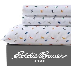 Eddie Bauer Kids - Twin XL Sheets, Stain-Resistant Toddler Bedding with Matching Sham(s), Super Soft, Ideal Boy Room Essentials (Buddy The Dog White, Twin XL)