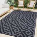 Smiry Waterproof Outdoor Rug 9x12 ft, Reversible Plastic Straw Patio Camping Rugs, Outdoor Indoor RV Mat Carpet for Patio, Outside Entry, Backyard, Deck, Bench, Picnic, Camper, Black & Grey