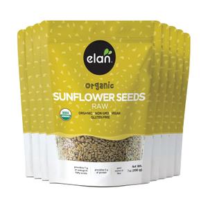 Elan Organic Raw Sunflower Seeds, Unsalted Kernels, Shelled Seeds, No Shell, Non-GMO, Vegan, Gluten-Free, Kosher, All Natural Snacks & Toppings, 8 pack of 7.1 oz, Expiry: 07/26/27