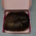 Ms Taj 18 Inch Hair Topper with Clip in Bangs, Synthetic Fluffy 4"x5" Layered Straight Toppers for Women, 360 3D Cover Bangs Hairpiece for Thinning Hair(Natural Blonde with Dark Root)