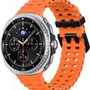 Marine Sport Bands Compatible with Samsung Galaxy Watch 8 Band 44mm 40mm/8 Classic 46mm Men Women,Soft Silicone Breathable Waterproof No Gap Strap for Samsung Galaxy Watch 8 Bands 40 mm 44 mm Correa (02-Orange)