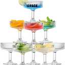 12 Pcs Martini Glasses, 6.7oz Crystal Champagne Tower, Art Deco Ribbed Coupe Glasses, Stem Cocktail Glassware Set, Margarita Cups, Heavy Base Bar Glassware for Martini, Gimlet, Manhattan