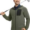 M MAELREG Fleece Hoodies Jacket Men Full Zip with 3 Zip Pockets Lightweight Soft Warm Hoodie for Golf Athletic Travel (Green)