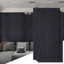 KASARO 3D Faux Stone Wall Panels, 3 PCS PU Wainscoting Panel for Interior Wall Decor, Flowstone Wall Covering Panels Accent for Home, Office, 47.2 23.6 inch, Black