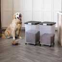 IRIS USA Airtight Dog Food Storage Container, Up to 54 lbs, Attachable Wheels, For Dog Cat Bird and Other Pet Food Storage Bin, Keep Fresh, Translucent Body, Easy Mobility, 2 Pack, Black