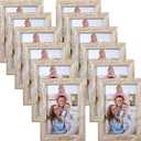 Giftgarden 4x6 Picture Frame Distressed Beige White Set of 12, Multi Rustic Wood Grain 4 by 6 Photo Frames Bulk for Wall or Tabletop Display