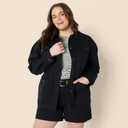 Amazon Essentials Womens Relaxed- Fit Dropped Shoulder Midweight Cotton Twill Jacket (Black)