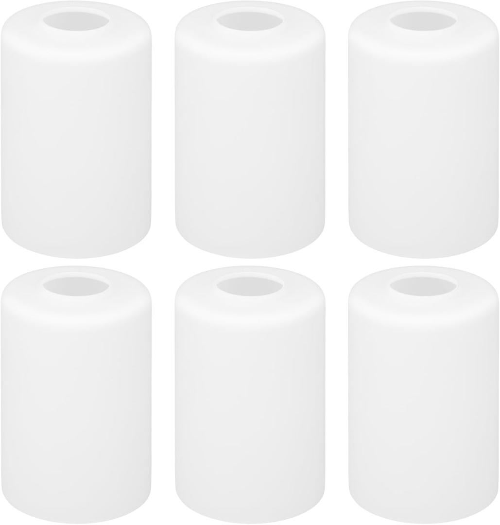 6 Pcs White Glass Shade Replacements - Premium Cylinder Glass Lampshade Cover, Replacement Lamp Globe for Chandelier Pendant Wall Light Sconce (white)