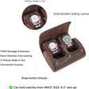 CONTACTS Genuine Leather Watch Roll Travel Watch Case 2 Slot Crazy Horse Leather Watch Box Organizer for Men Storage Display Protector Pouch (for 2 Pieces Watches)