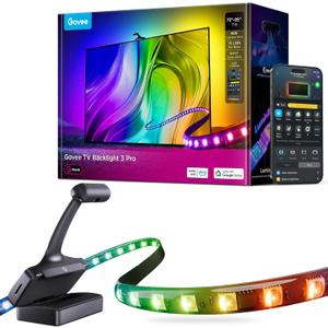 Govee TV Backlight 3 Pro with HDR Triple Camera, 16.4ft 5-in-1 RGBWWIC LED Strip Lights That Change with 75-85 Inch TVs, 75LEDs/m, Supports AI Filter, Smart App and Voice Control, DreamView Sync